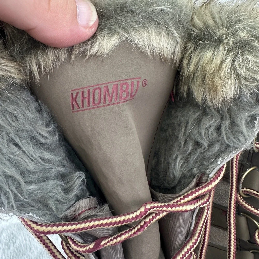 Khombu North Star  Snow Boots 9M Faux Fur Trim Lace Up Winter Weather Outdoors
